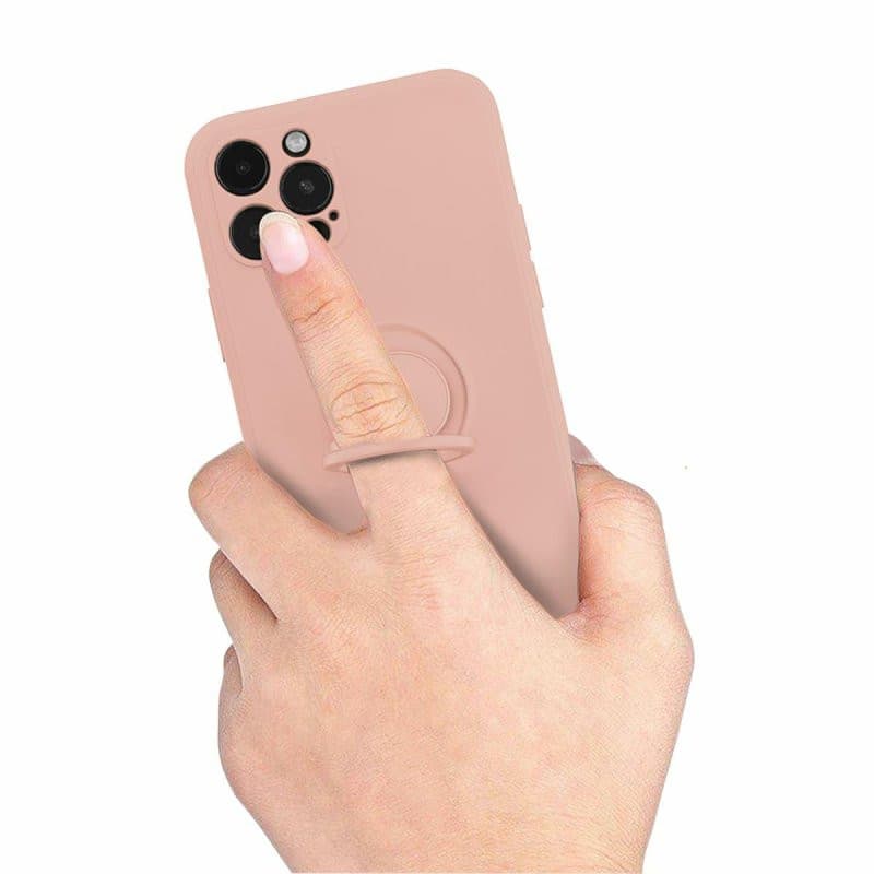 Husa Samsung Galaxy A25, Ring Silicone, inel rotativ, catifea in interior, verde maslina — 4