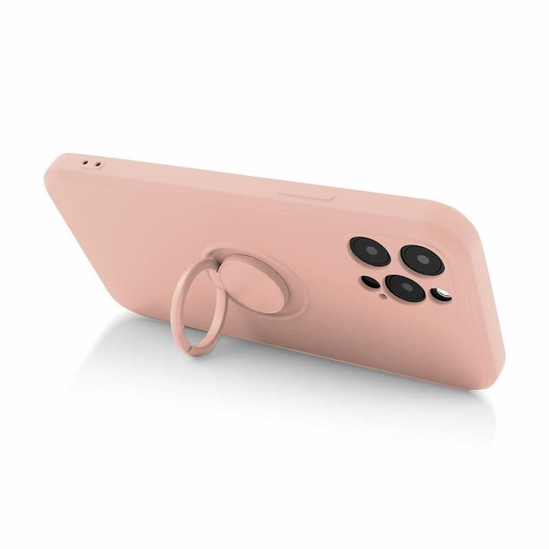 Husa Samsung Galaxy A35, Ring Silicone, inel rotativ, catifea in interior, verde maslina — 6