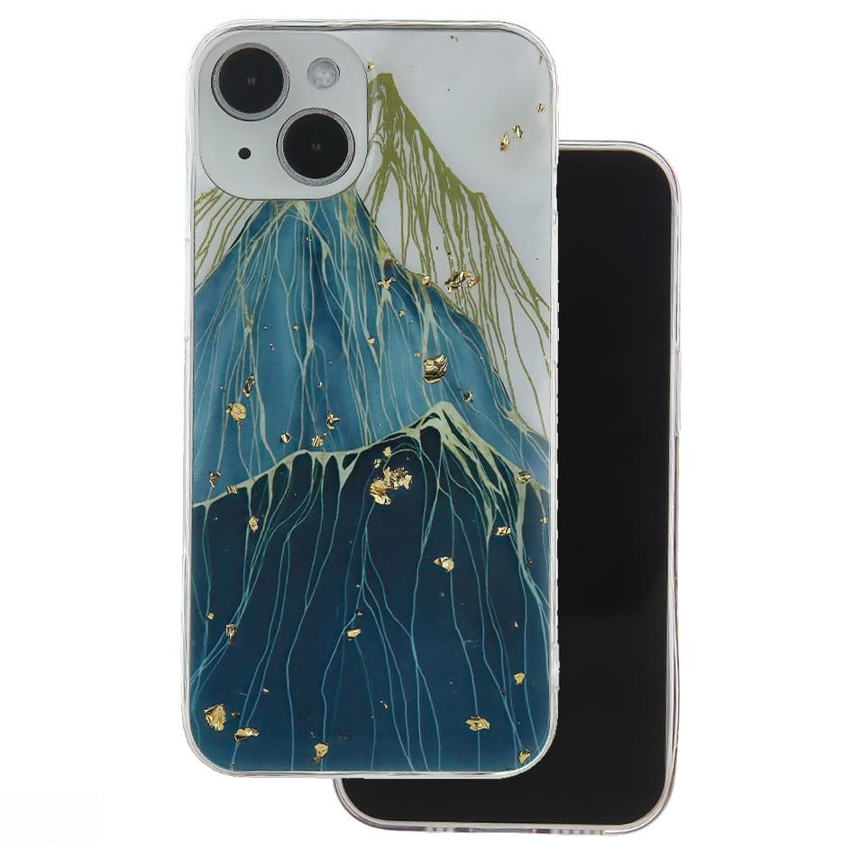 Husa Apple iPhone 15 Pro, Gold Glam, Mountain