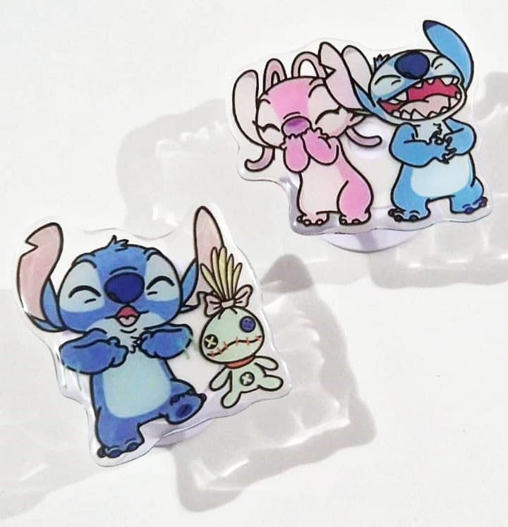 Suport telefon mobil tip popsocket, model Stitch citind — 3