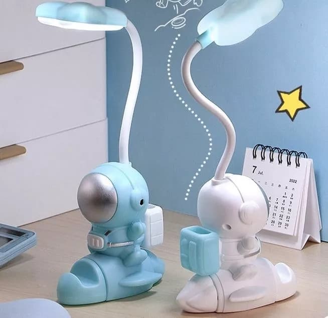 Lampa LED cu functie suport telefon, astronaut alb/turcoaz — 2
