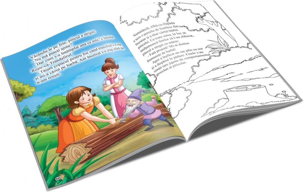 Carte de citit si colorat, editura Unicart, Alba ca Zapada si Rosie ca Trandafirul — 2