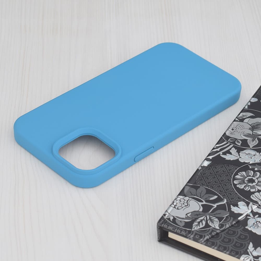 Husa Apple iPhone 15, Luxury Silicone, catifea in interior, albastru deschis — 2