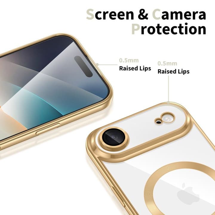 Husa Apple iPhone 17 Air, Magsafe Electroplating TPU, protectie camera, margini aurii — 2