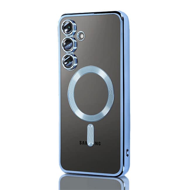 Husa Samsung Galaxy A17, Electroplating Magsafe TPU, protectie camera, margini albastre
