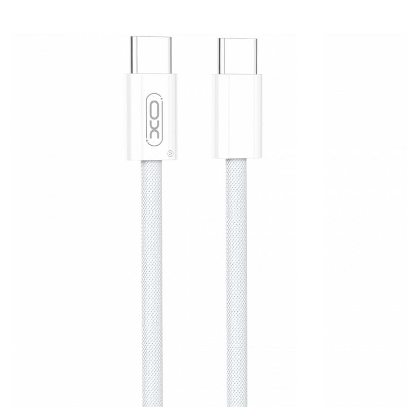 Cablu de date si incarcare XO NB-Q260A, Type-C to Type-C, PD60W/3A, 1 metru, impletit, alb
