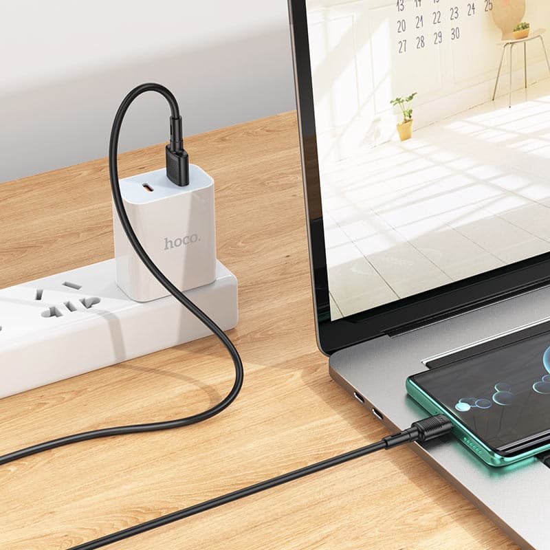 Cablu date si Incarcare Hoco X83, USB to Type-C (USB-C), 1 metru, 60W/3A, negru — 2