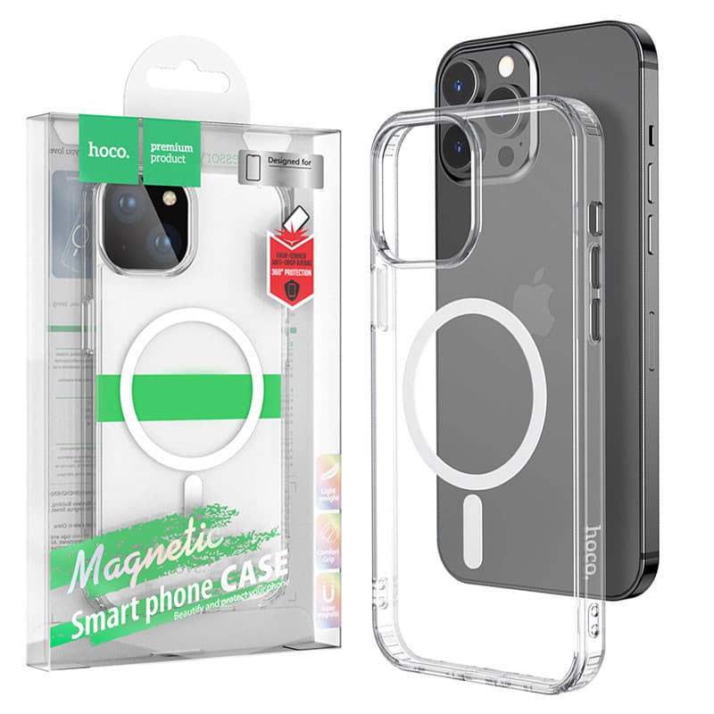 Husa protectie Apple iPhone 14, Hoco Premium Magsafe TPU, ShockProof, incarcare magsafe, transparenta