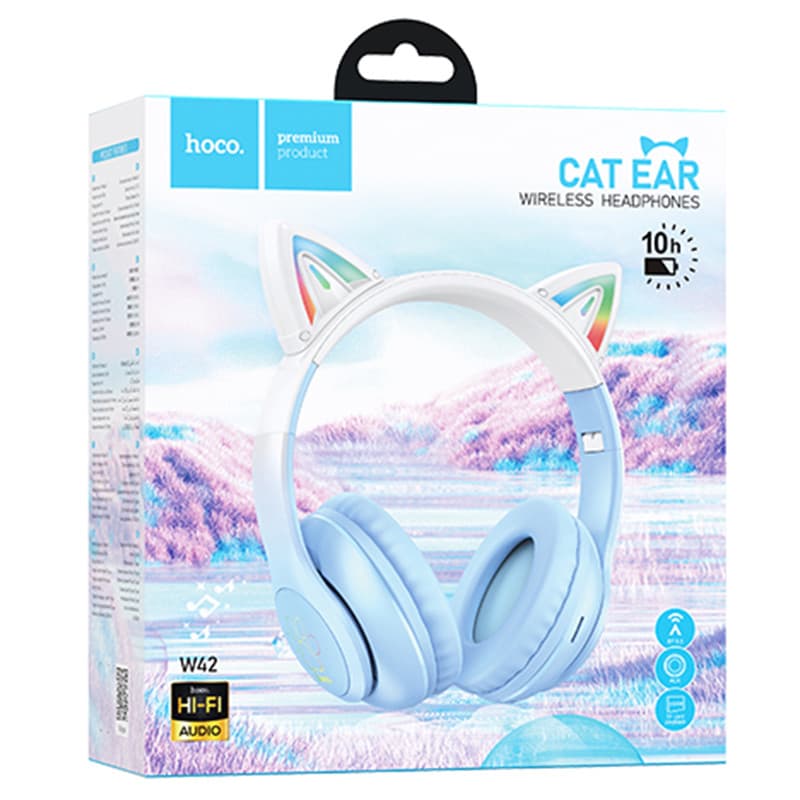 Casti Wireless Hoco W42, Over Ear, BT 5.3, 180h StandBy, 400 mAh, Kids, Crystal Blue — 3
