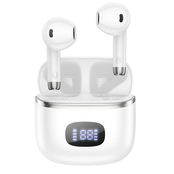 Casti Wireless Hoco EQ1 TWS, Bluetooth 5.3, LED Digital Display, albe — 2