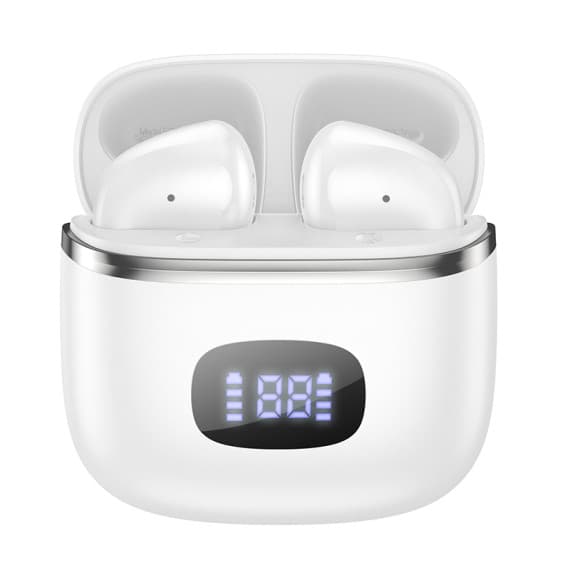 Casti Wireless Hoco EQ1 TWS, Bluetooth 5.3, LED Digital Display, albe — 3