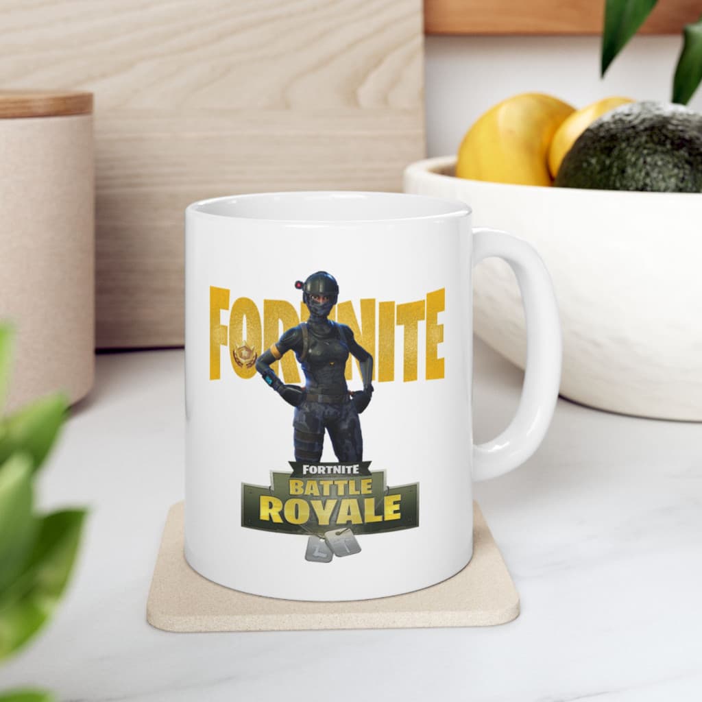 Cana ceramica personalizata, design Battle Royale, 330 ml, alba — 2