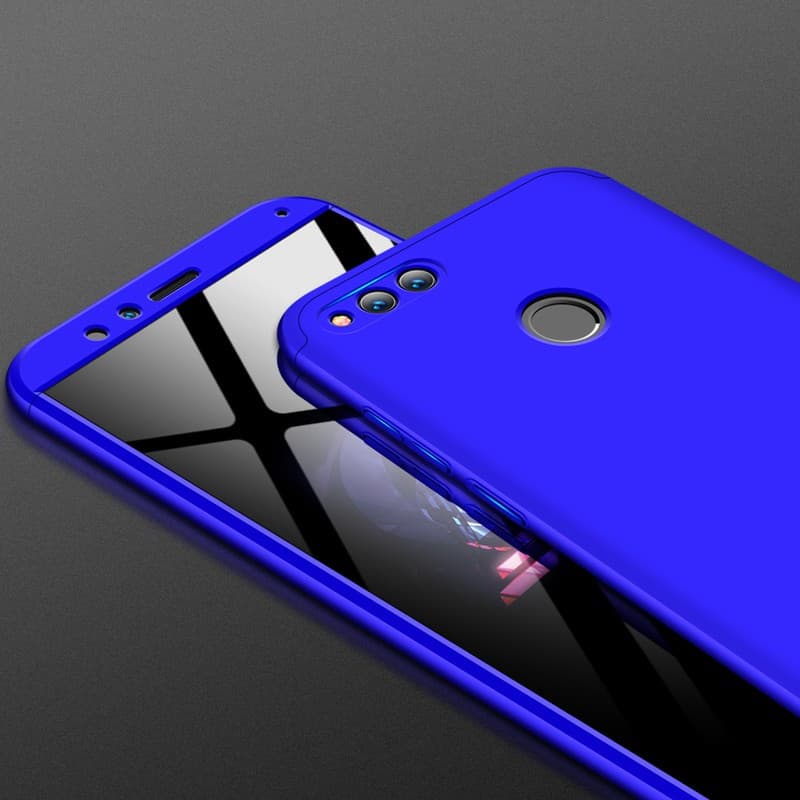 Husa Full cover GKK (fata + spate) pentru Huawei Honor 7X, negru cu albastru — 3