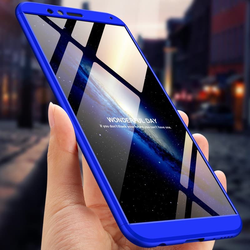 Husa Full cover GKK (fata + spate) pentru Huawei Honor 7X, negru cu albastru — 4