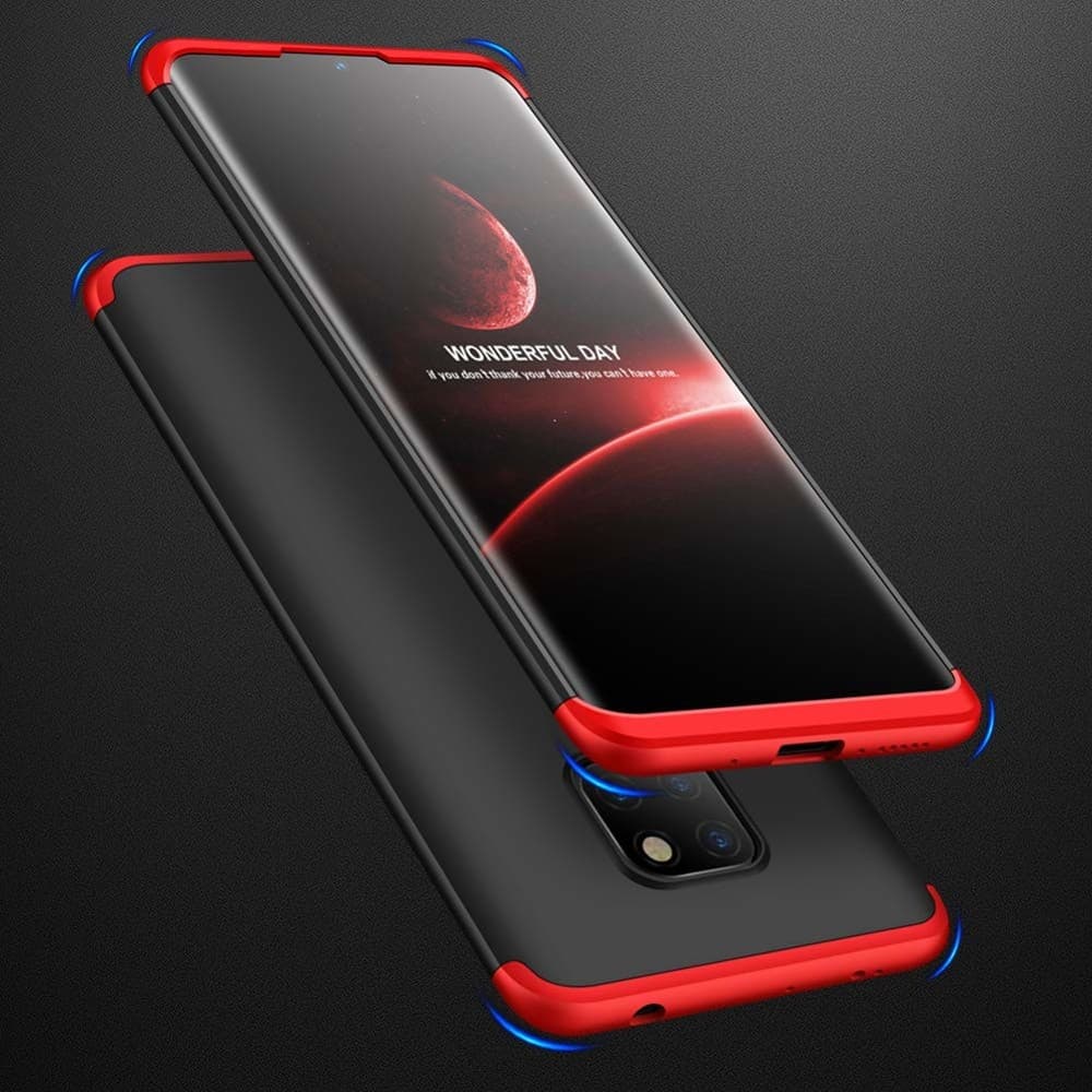 Husa Full cover GKK (fata + spate) pentru Huawei Mate 20, neagra/rosie — 2