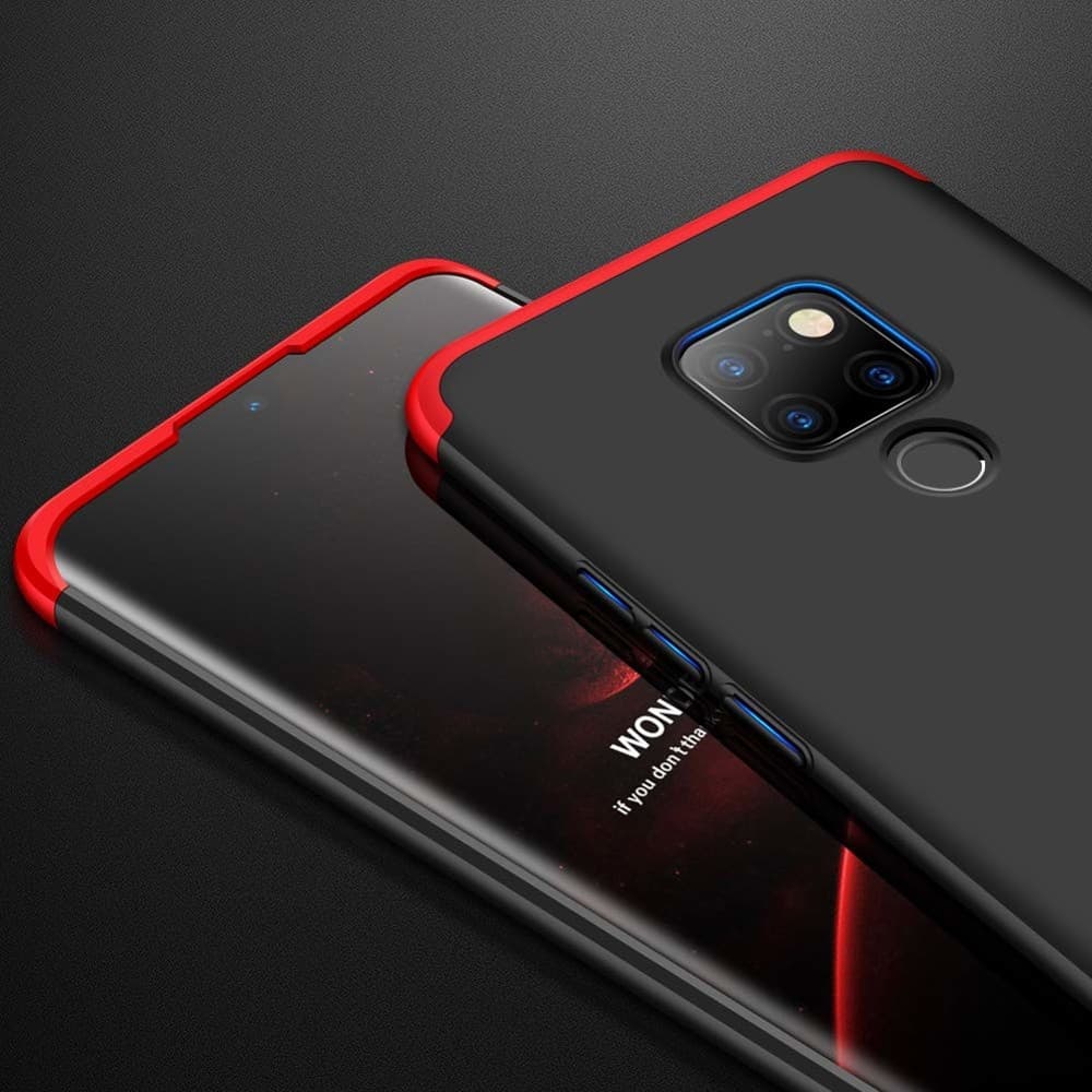 Husa Full cover GKK (fata + spate) pentru Huawei Mate 20, neagra/rosie — 4