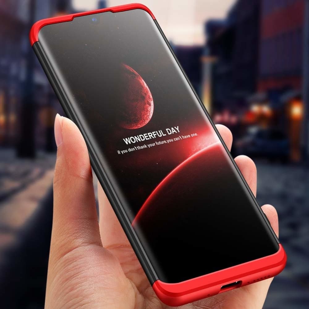 Husa Full cover GKK (fata + spate) pentru Huawei Mate 20, neagra/rosie — 6