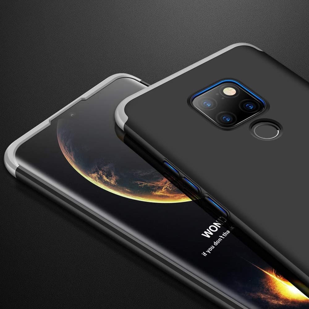 Husa Full cover GKK (fata + spate) pentru Huawei Mate 20, neagra/argintie — 4