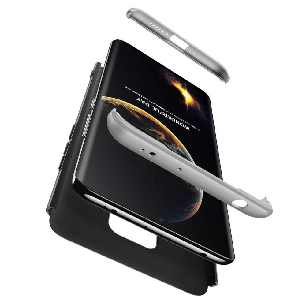 Husa Full cover GKK (fata + spate) pentru Huawei Mate 20, neagra/argintie — 5