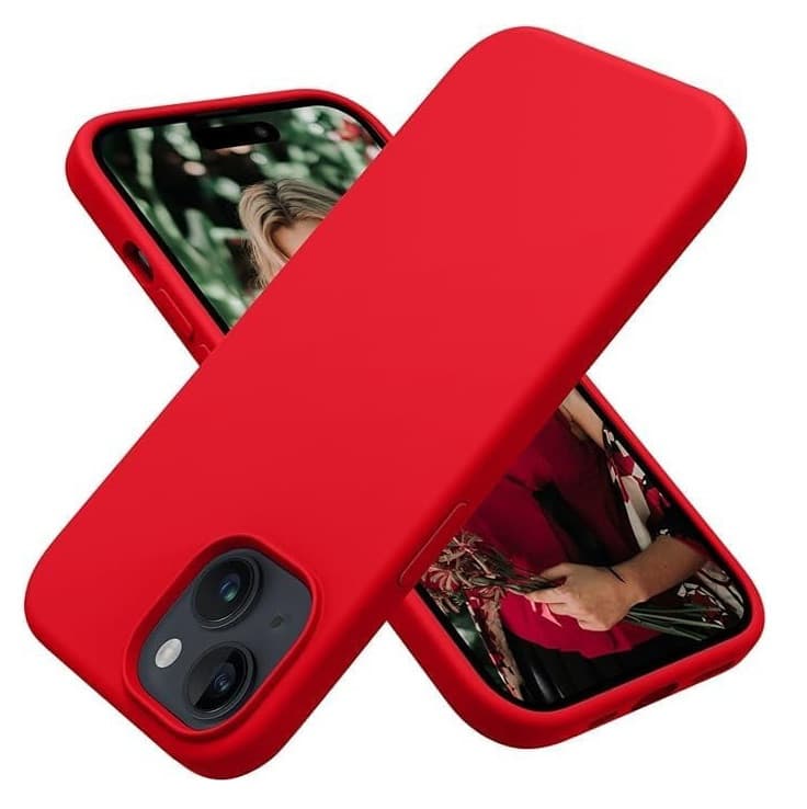 Husa Apple iPhone 15 Plus, Luxury Silicone, catifea in interior, rosie — 2