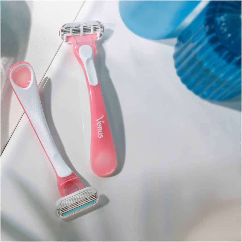 Set 4 aparate de ras Gillette Venus Sensitive, 3 lame, banda lubrifianta cu aloe, roz — 2