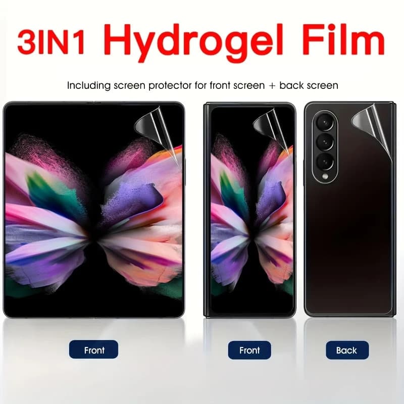 Set 3 folii protectie Samsung Galaxy Z Fold5, Hydrogel, front/front/back, ultra subtiri, transparente — 3