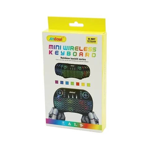 Mini tastatura Andowl Q-K07, Bluetooth + Wireless 2.4 Ghz, Touchpad, iluminare RGB, acumulator BL-5C — 7