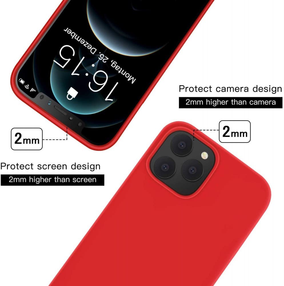 Husa Apple iPhone 12 Pro Luxury Silicone, catifea in interior, protectie camere, rosu — 3