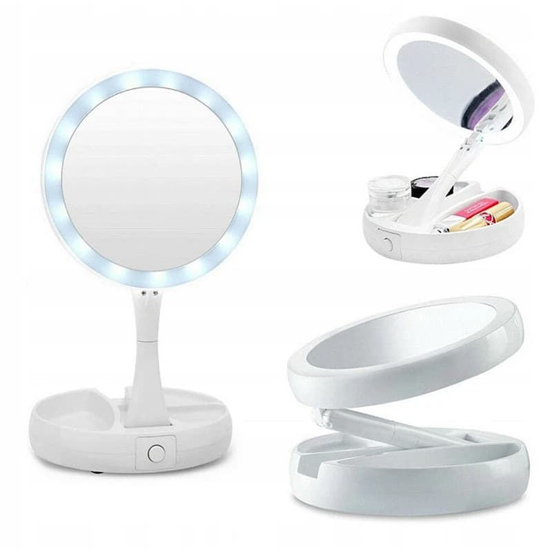 Oglinda de machiaj cu LED AORLIS AO-77900, rotunda, pliabila — 2
