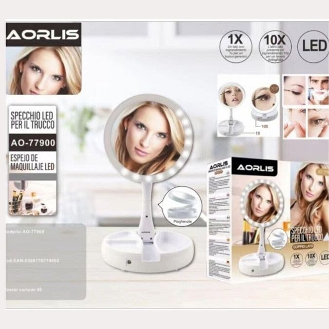 Oglinda de machiaj cu LED AORLIS AO-77900, rotunda, pliabila — 3