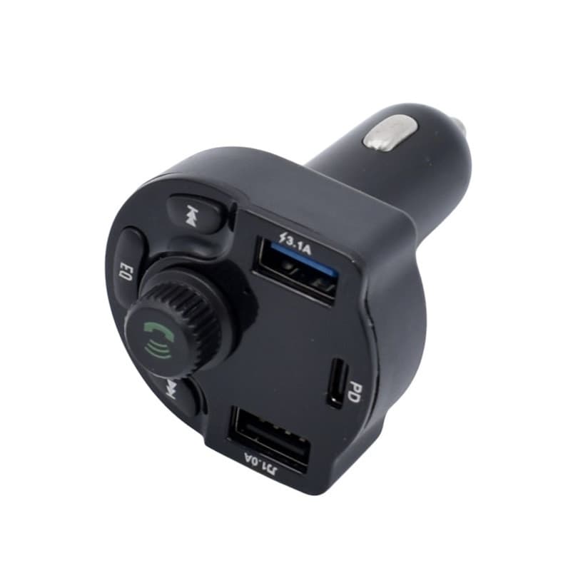 Modulator FM Bluetooth R2, incarcator auto 2 porturi USB + 1 port PD, 5V/3.1A, ecran LED, negru — 2