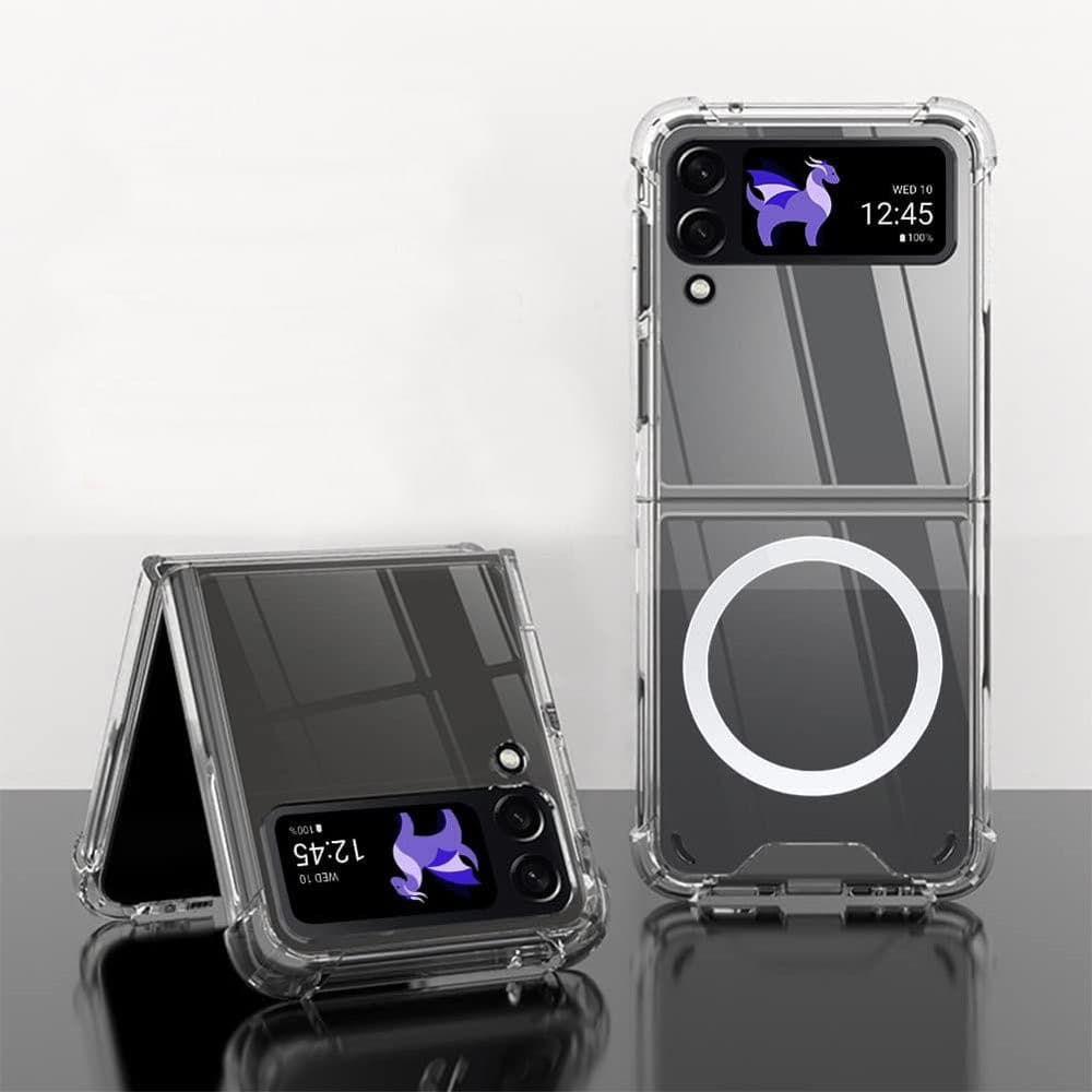 Husa protectie Samsung Galaxy Z Flip4, compatibila MagSafe, hybrid PC + TPU, transparenta — 2