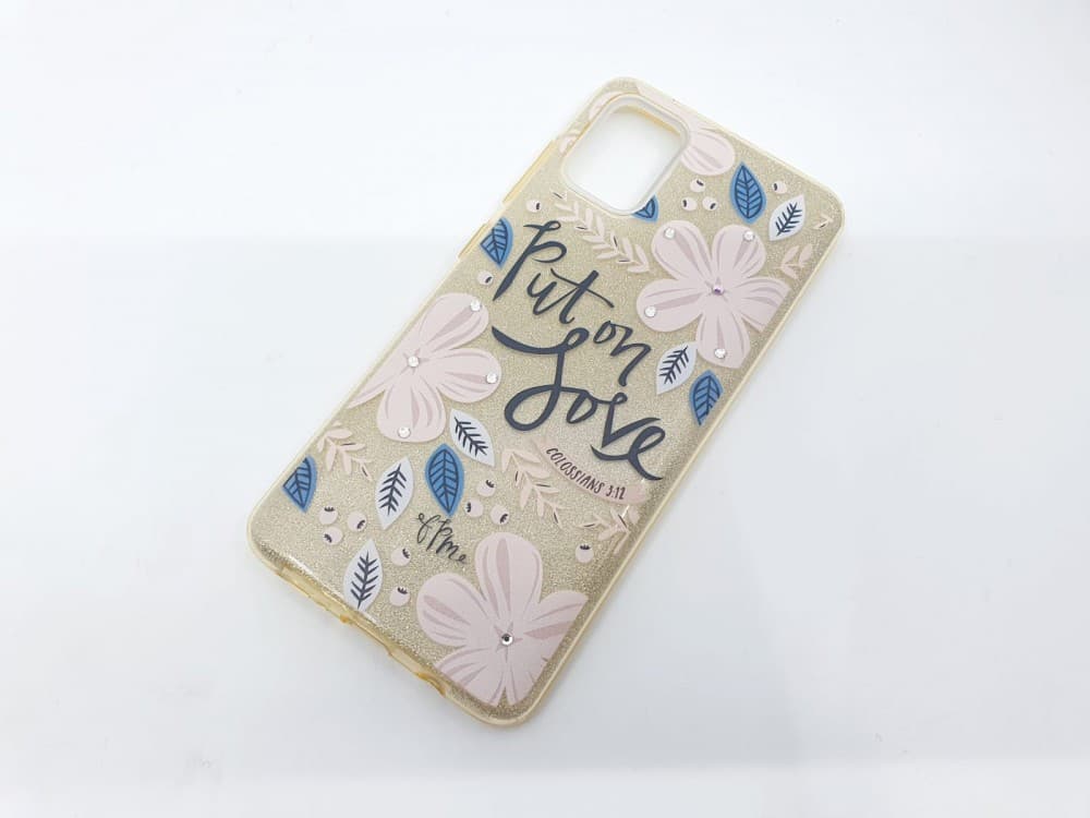 Husa Flowers Glitter pentru Apple iPhone 11 Pro, cu mesaj, aurie — 2