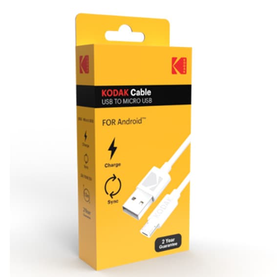 Cablu de date si incarcare MicroUSB KODAK, 1 metru, 2A/10W/5V, alb — 2