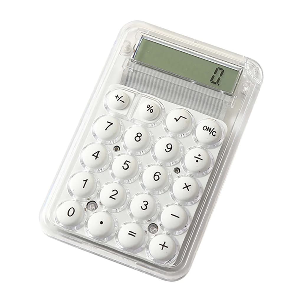 Mini calculator de birou Karuida KK-506, 8 caractere, carcasa transparenta, butoane albe — 3
