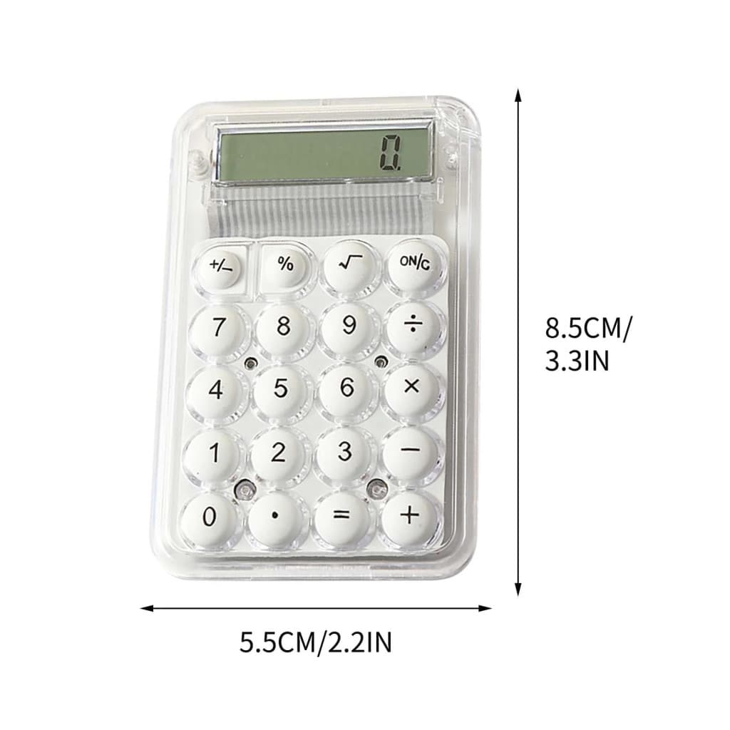 Mini calculator de birou Karuida KK-506, 8 caractere, carcasa transparenta, butoane albe — 4