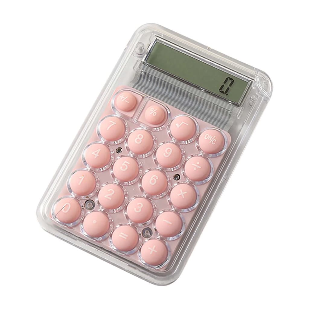 Mini calculator de birou Karuida KK-506, 8 caractere, carcasa transparenta, butoane roz — 3