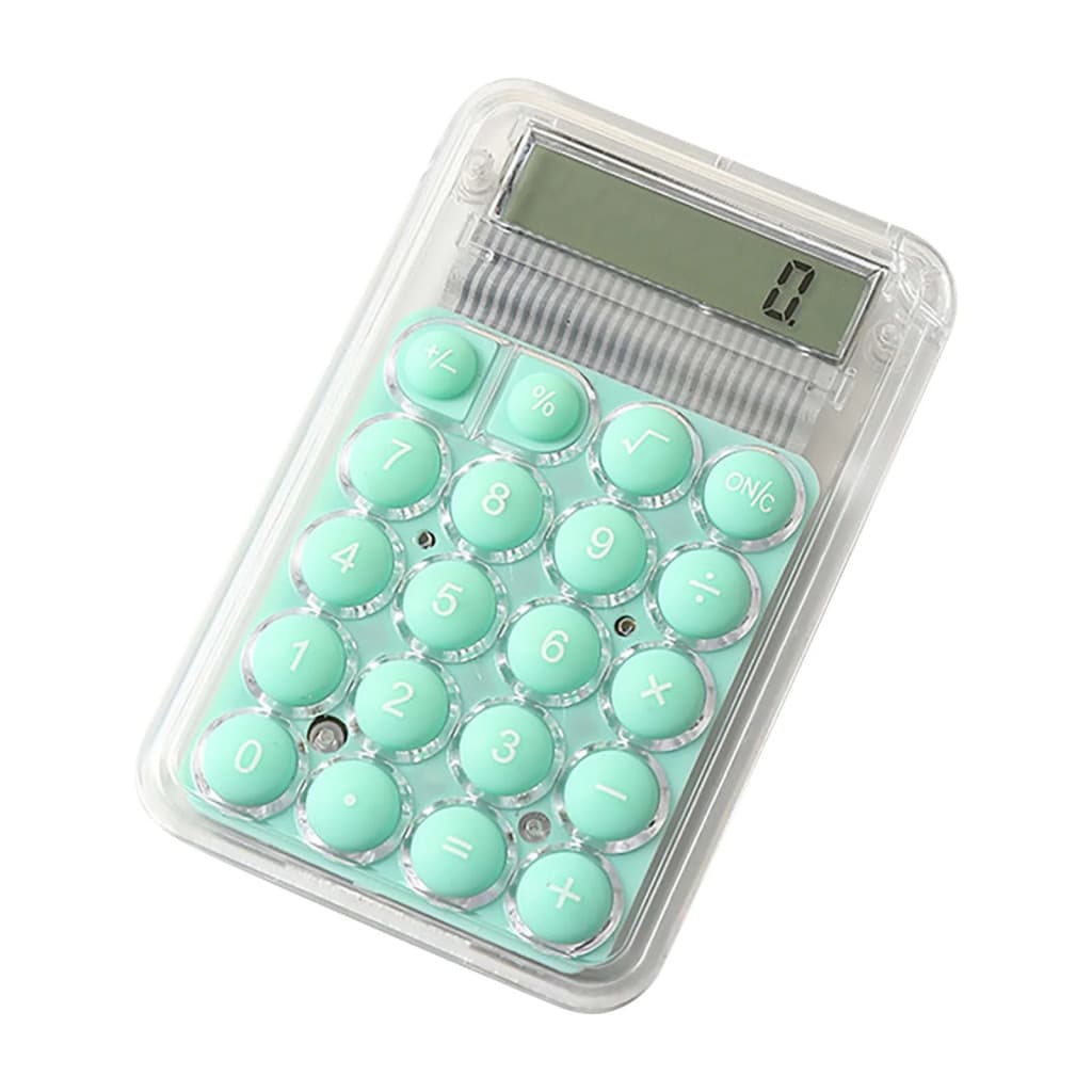 Mini calculator de birou Karuida KK-506, 8 caractere, carcasa transparenta, butoane verzi — 3