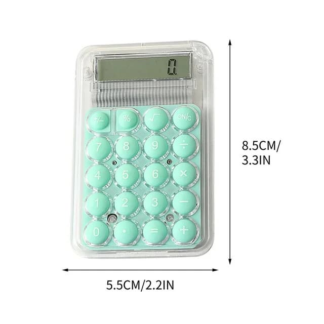 Mini calculator de birou Karuida KK-506, 8 caractere, carcasa transparenta, butoane verzi — 4