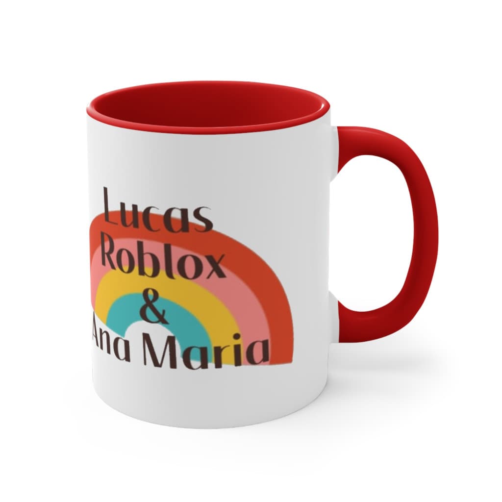 Cana ceramica personalizata, 330 ml, alba, logo Lucas Roblox si Ana Maria