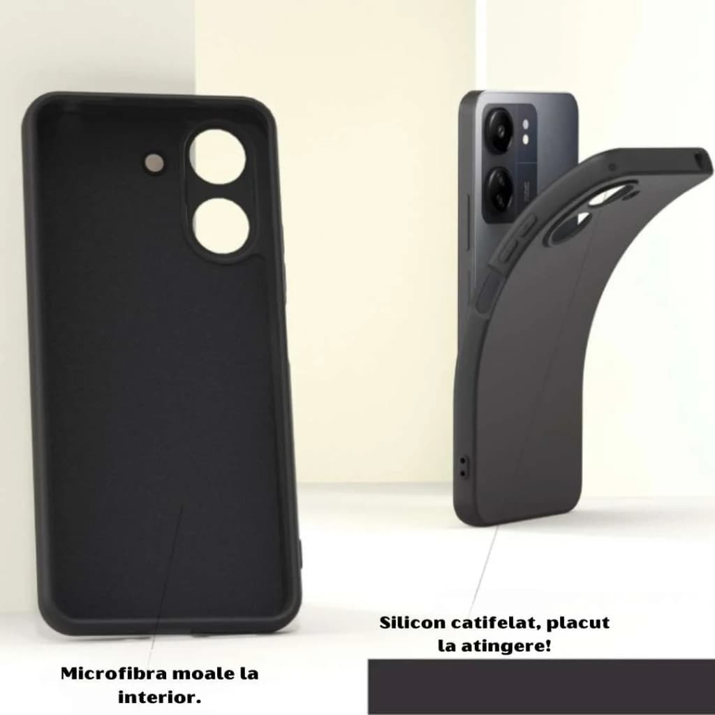Husa Xiaomi Redmi 13C, Luxury Silicone, protectie camera, catifea in interior, neagra — 2