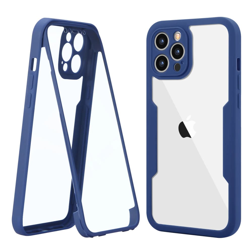 Husa Apple iPhone 12, Luxury 360° (fata + spate), protectie camere, rosu cu spate transparent — 2