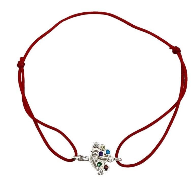 Bratara cu nod dublu si medalion din argint 925, Pom cu pietre colorate — 2