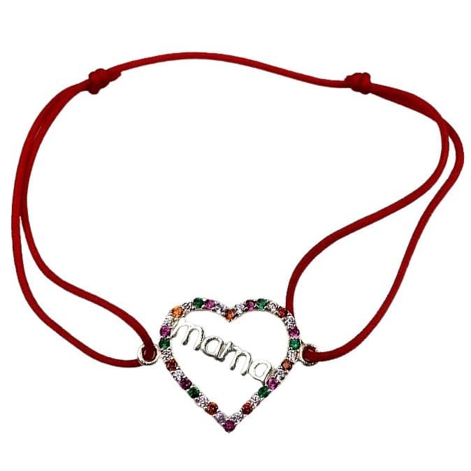 Bratara cu nod dublu si medalion din argint 925, Mama, zirconii colorate, 1.2 g, 2 cm x 1.5 cm — 3