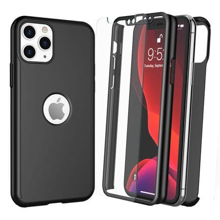 Husă Full Cover 360° pentru Apple iPhone 12 / 12 Pro (față + spate + sticlă), neagră — 2