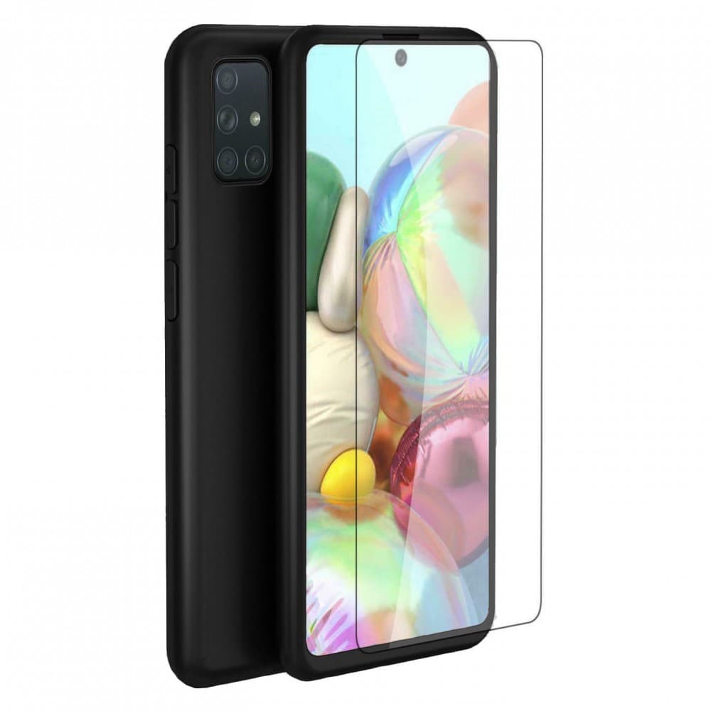 Husă Full Cover 360° pentru Samsung Galaxy A72 4G/5G (față + spate + sticlă), neagra