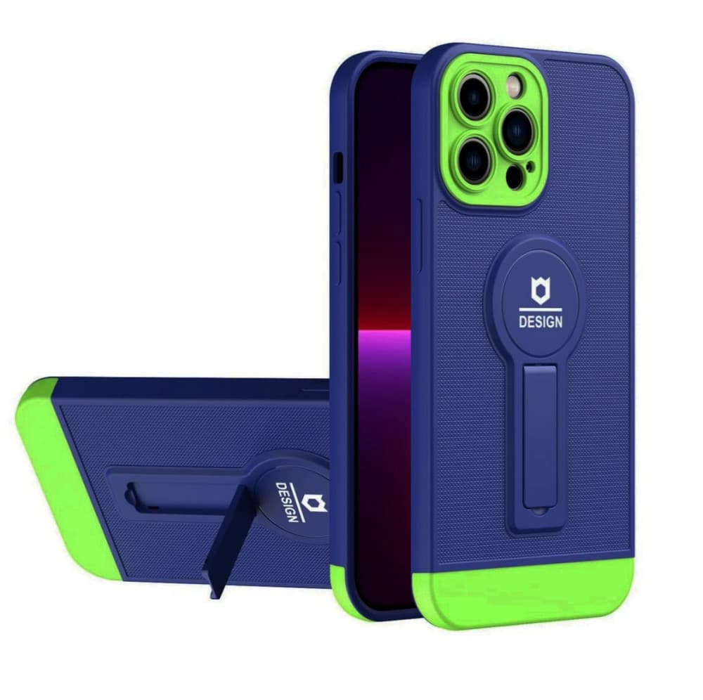 Husa Apple iPhone 11, Armor Design, functie stand, insertie metalica pentru suport auto magnetic, albastru — 2