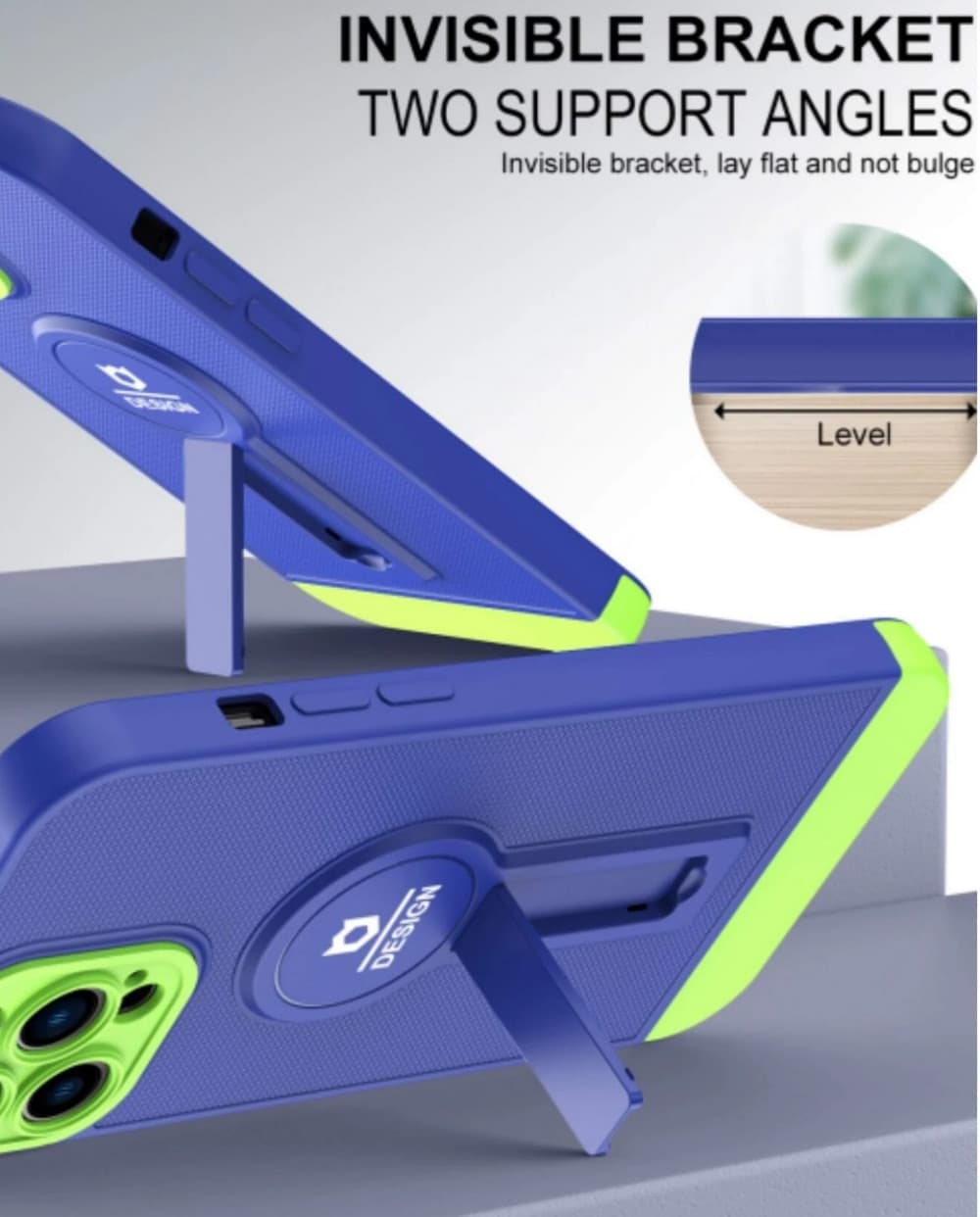 Husa Apple iPhone 13 Pro, Armor Design, functie stand, insertie metalica pentru suport auto magnetic, albastru — 5