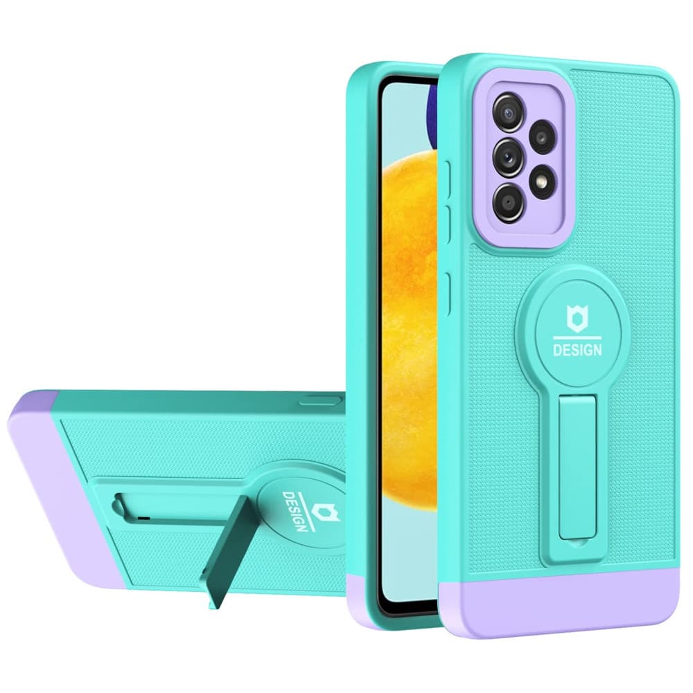 Husa Samsung Galaxy A13 4G, Armor Design, functie stand, insertie metalica pentru suport auto magnetic, turcoaz/mov — 2