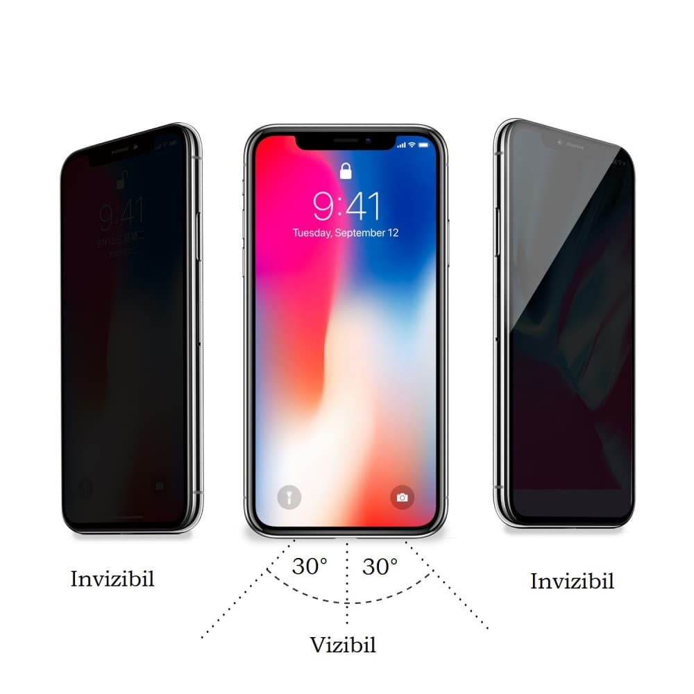 Folie de sticla Apple iPhone 14 Pro, Full Glue Privacy, margini negre — 2